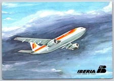 Airline IBERIA Airbus A 300 4x6 Postcard art aviation
