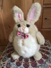 Vintage Russ Berrie Bumby Beige Bunny Rabbit Bow Tie Brown Plush Soft Toy 10"