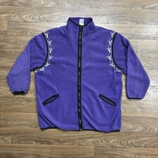 1990's / Vintage Bob Mackie Purple Fleece Zip Jacket Wearable Art Size 1X