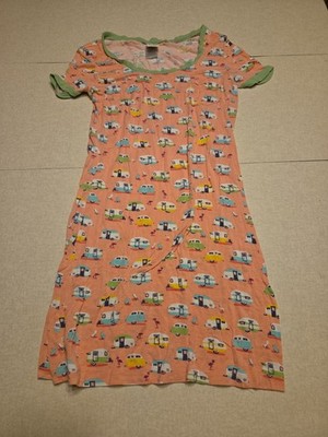 Nite Nite Munki Munki Nightgown Pajama Size Small Pink Campers Flamingos
