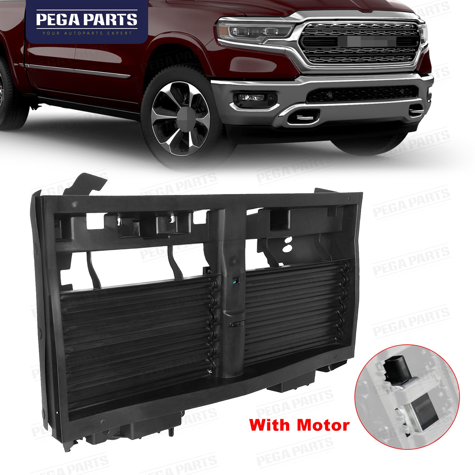 Active Radiator Grille Shutter w/Actuator Motor Assembly For 2019-2024 ...