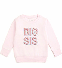 Sweet Wink Girls Big Sis Embroidered Patch Pink Long Sleeve Crew Sweatshirt