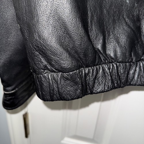 St Johns Bay Mens Black Nappa Leather Aviator Jacket Quilted Liner Black Large - Picture 13 of 15