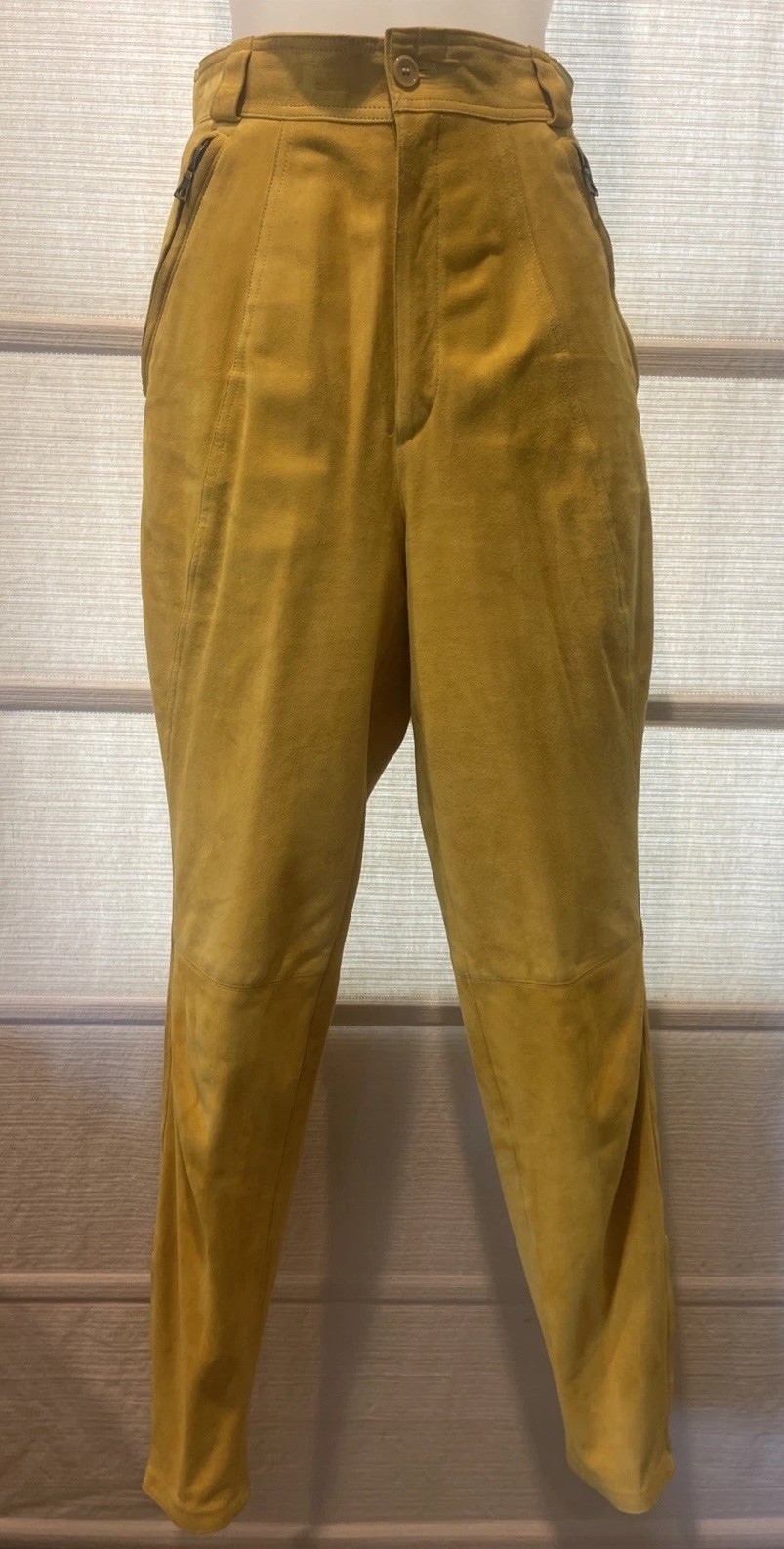 VTG RARE Gianni Versace Yellow Zipper Pockets/Ankles Jodipur Suede Pants~M~