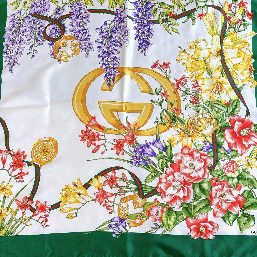 Auth GUCCI Interlocking Floral Pattern Large Scar… - image 4