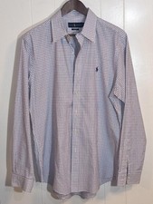 Polo Ralph Lauren Mens Large Blue Stripe Custom Fit Long Sleeve Button Shirt
