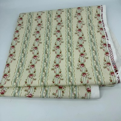1 Yd + 15'' Covington Fowler Stripe Upholstery Fabric 5th Avenue Floral Rose
