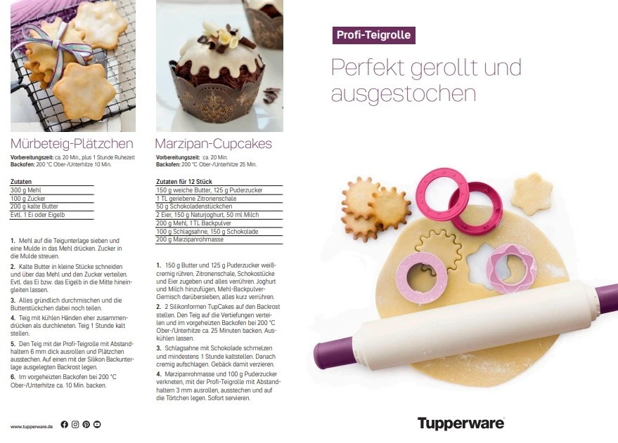 NEU/OVP Tupperware Profi Teigrolle Nudelholz mit Abstandshaltern - Bild 3 von 4