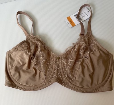 Natori Satin Fleur 32DD Full Figure Unlined UW Bra Nude Buff 734115 Retail $70