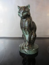 MASCOTTE ART DECO MAX LE VERRIER MODELE CHAT EN REGULE PATINE BRONZE