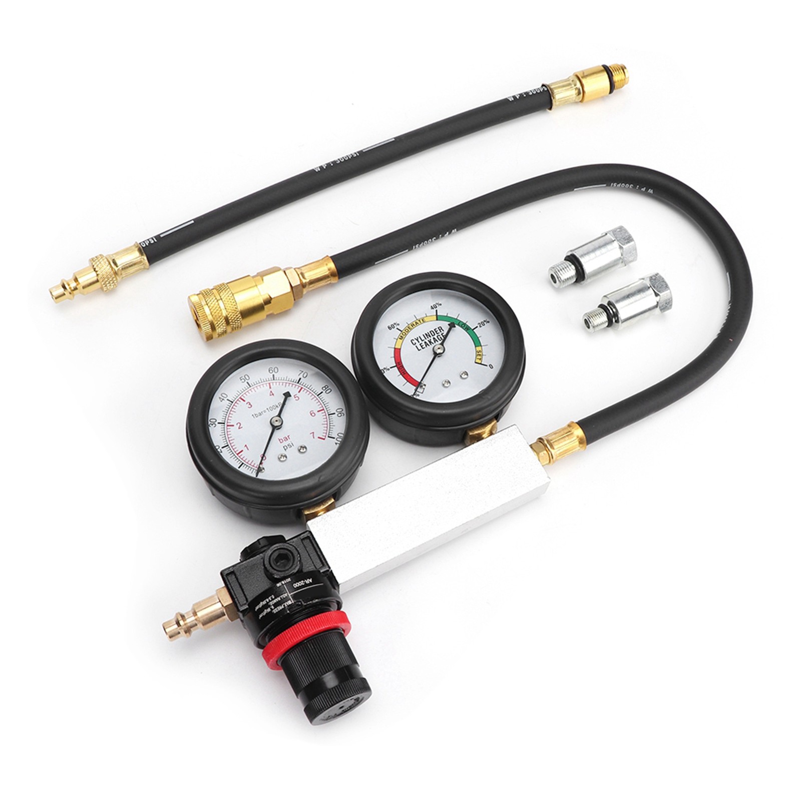Cylinder Tester Double Pressure Gauge Compression Leakage Detector Kit BAJ