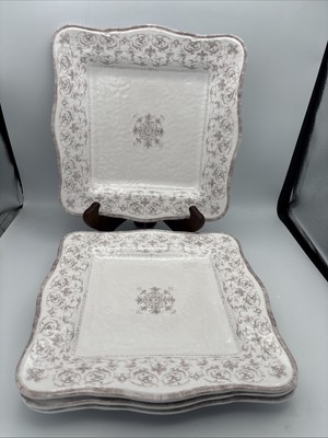 Set of 4 Le Cadeaux 11  Square Melamine Dinner Plates  French Country RARE!!!