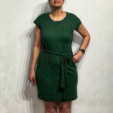 J. Crew Green Short Sleeve Tie Waist T Shirt Dress Sz M