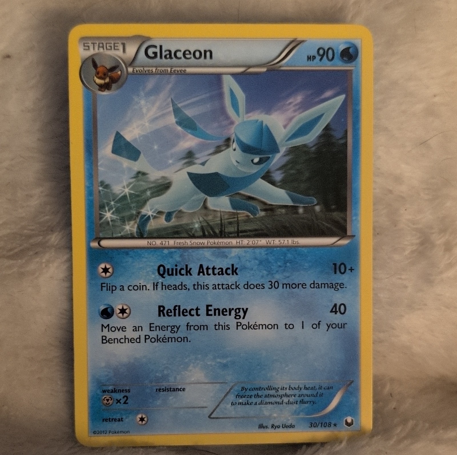 Pokémon TCG Glaceon 30/108 Dark Explorers Stage 1 Regular English 2012 Card
