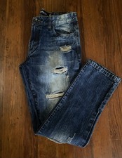 Vintage Y2K Southpole Baggy Jeans RN82628 Distressed Dark Wash Men  s 32 x 32