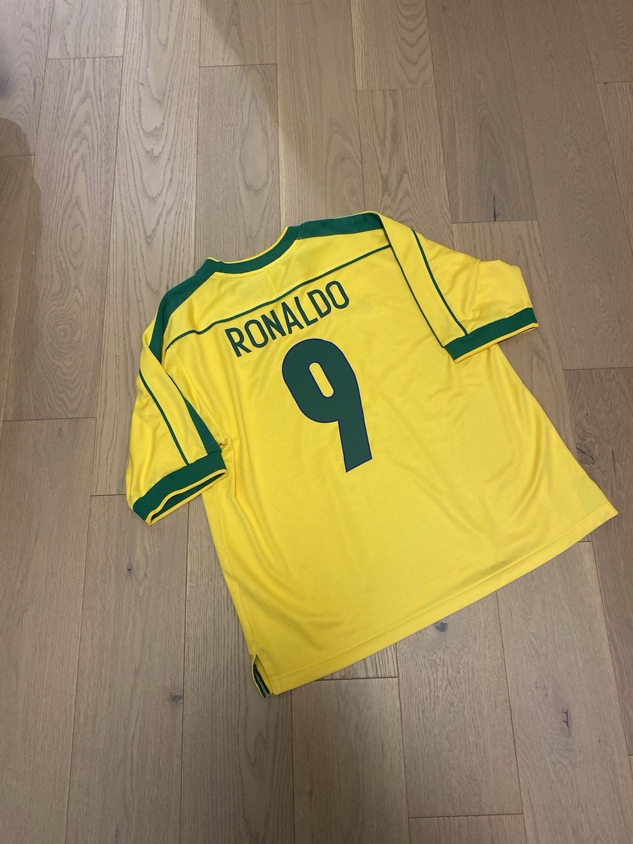 RONALDO #9 Brazil 1998 L soccer jersey Original R9 Ronaldo 98 Size