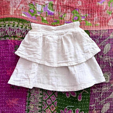 Old Navy ivory Tiered Girls Skirt Elastic Waist Cotton Short Solid 5 years