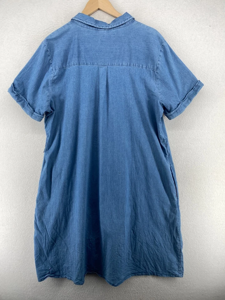 Vestido CROFT & BARROW 1x Plus Denim Camisa Botón Delantero Manga Corta Azul Foto 3 de 4