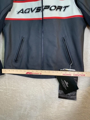 AGV Sport Pilot Vented Leather Motorcycle Jacket Size 46 Black Red Armored NWT image 20