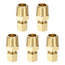 5pcs Brass Compression Tube Pipe Fitting 3/16" OD x 1/4" NPT x 1.16" Male Thread