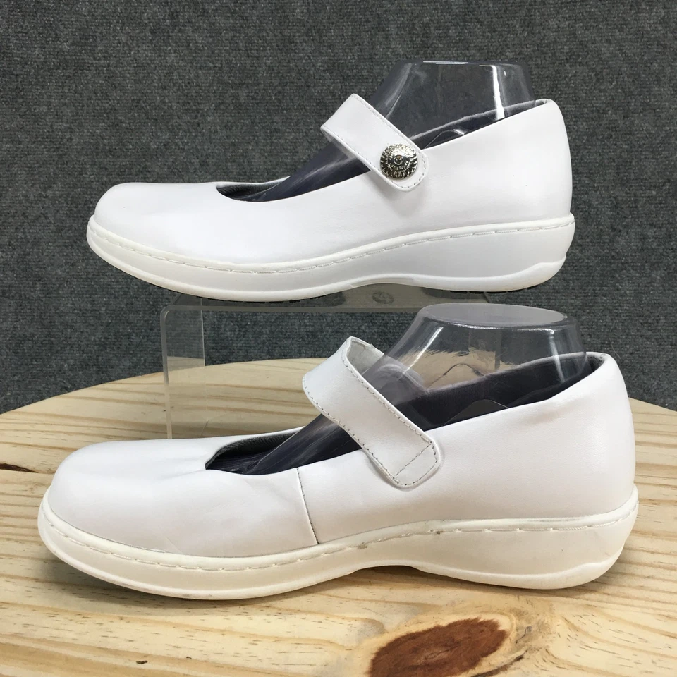 Spring Step Zapatos Mujer 10 Glicinia Mary Jane Cuero Blanco Resistente al Deslizamiento al Aceite Foto 2 de 4