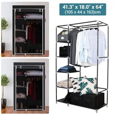 64" Closet Wardrobe Cabinet Clothes Shoe Rack Home Storage Organizer with Shelf