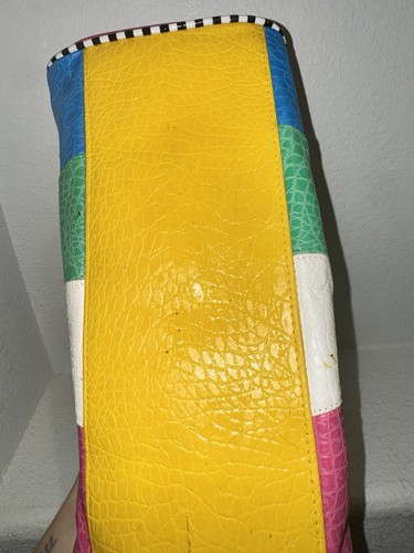 Vintage 80er Desiree Colorblock Handtasche kräftig Retro Kunstleder Geldbeutel LESEN - Bild 14 von 15