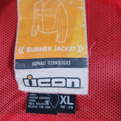 Icon Motorcycle Leather Jacket Men XL Black Flames Bomber Armored Patches Padded - Picture 6 of 21