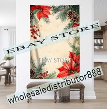 Poinsettia Border tapestry elegant holiday decor buy unframed art 59X82 in