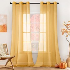 Solid Color Sheer Curtains 84 Inches Long 2 42"W x 84"L Pack of 2 Gold