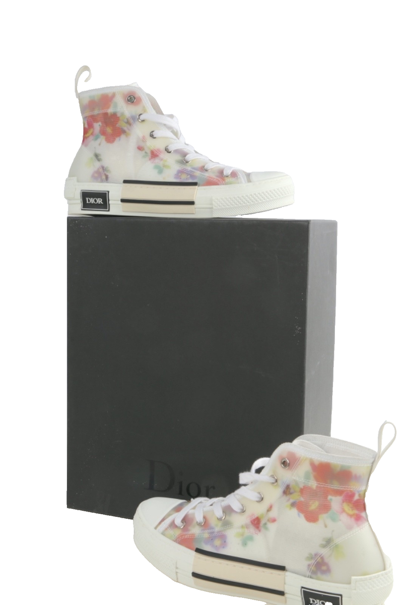 Dior B23 High Top Flower Oblique Lace Up Transparent Canvas