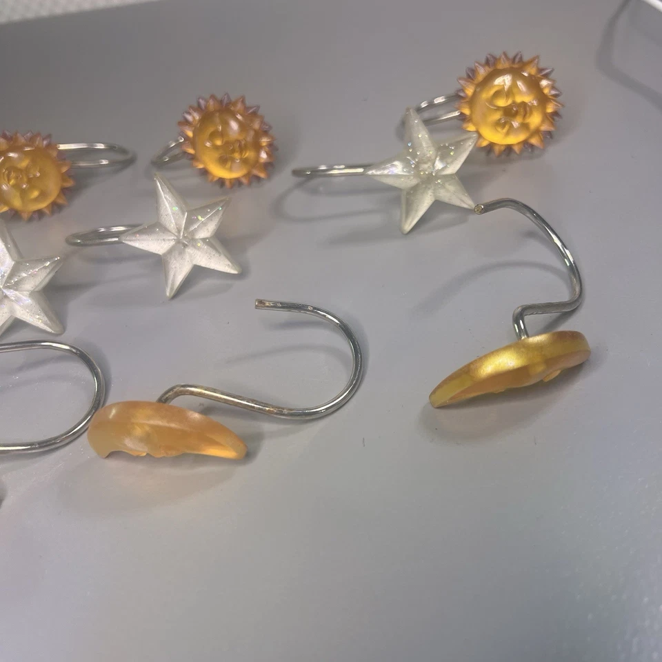 Sun Moon And Star 淋浴帘钩 whymsical 童话核心装饰 11 件套 — 第 4/4 张图片