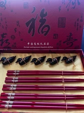 Double Happiness Wedding Ducks Set High Ranking Present Chopsticks 5 pair /rests