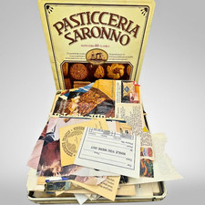 Recipe Clipping Lot 1970s 1980s Kitchen Lazzaroni Saronno Tin Box Cooking VTG