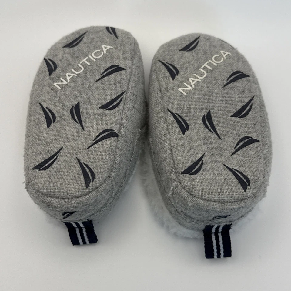 Nautica новорожденного серый и белый мокасины тапочки действительно мягкий отличном состоянии - Изображение 4 из 4
