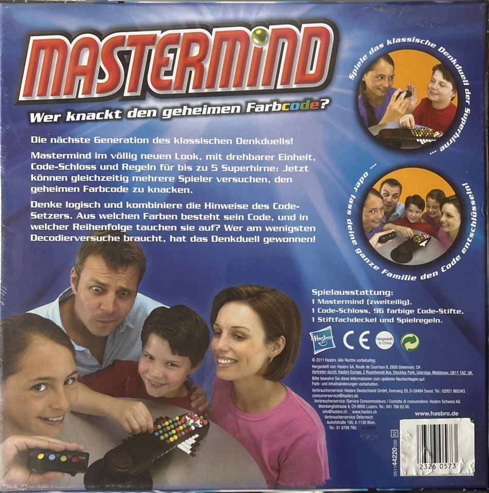 Mastermind - Wer knackt den Farbcode? 5 Spieler Parker 2011 Denkspiel NEU & OVP - Bild 2 von 3