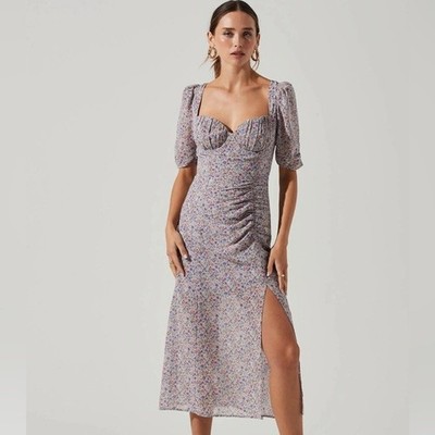 Front Slit Milkmaid Dress, LILAC PURPLE MLT DTS / S by ASTR The Label