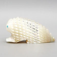ZUNI FETISH-MOTHER OF PEARL PORCUPINE FETISH by TODD LOWSAYATEE-NATIVE AMERICAN