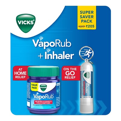 Vicks VapoRub and Inhaler Super Saver Pack Relief From Cold, Cough ,Blocked Nose