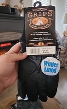 WELLS LAMONT GRIPS COWHIDE THINSULATE BLACK LARGE GLOVES