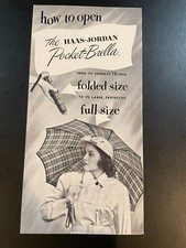 The Haas Jordan Pocket-Brella - How to Open  Pamphlet Brochure - Vintage