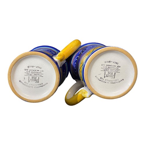 Pier 1 Italian Swirl Paar große Kaffeebecher 16 Unzen handbemalt Steingut Italien - Bild 8 von 9