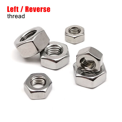 5/50X Reverse Left Hand Thread M3-M12 DIN934 304 Stainless Steel Hex Hexagon Nut