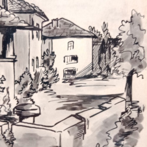 Vieilles Demeures en Dordogne Encre Originale signée Encadrée - Imagen 11 de 14