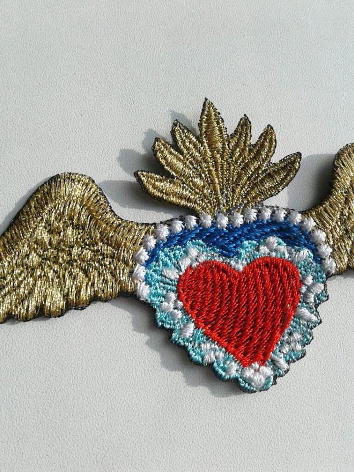 Sacred Heart Milagro Wings Metallic Embroidered Patch - Image 4 of 4