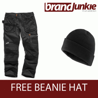 SCRUFFS Arbeitshose 3D TRADE Graphit strapazierfähig GRATIS BEANIE MÜTZE