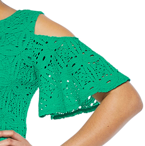 Ronni Nicole Short Sleeve Cold-Shoulder Medallion Lace Shift Dress E11 - Picture 3 of 5