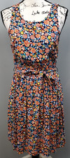 Old Navy Fit & Flare Dress Women Petite Small Multi Cinch Tie Waist Keyhole Back