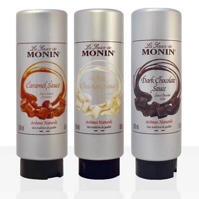 Monin Sauce 3er Pack Karamell, Helle & Dunkle Schokolade, 3 x 0,5l