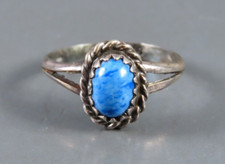 Vintage NAVAJO STYLE RING Sterling Silver DENIM BLUE LAPIS LAZULI Sawtooth SZ 5